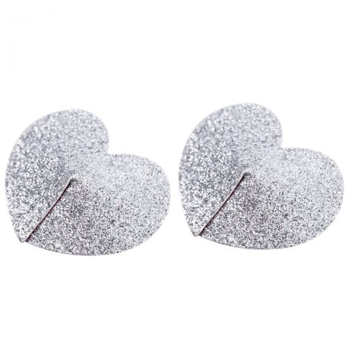 Блестящие пэстисы-сердечки серебряного цвета