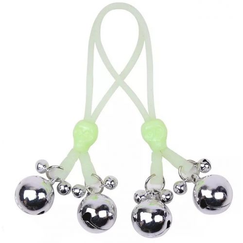 Светящиеся в темноте лассо для сосков с серебряными бубенчиками