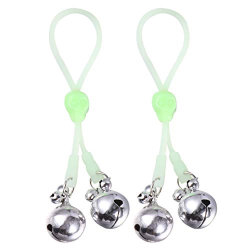 Светящиеся в темноте лассо для сосков с серебряными бубенчиками