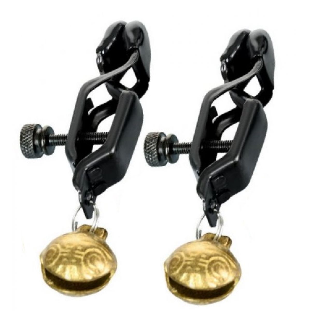 Черные зажимы на соски с бубенчиками