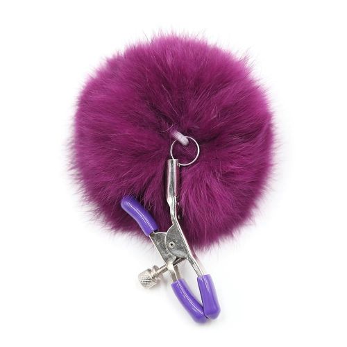 Зажимы на соски с фиолетовыми помпонами