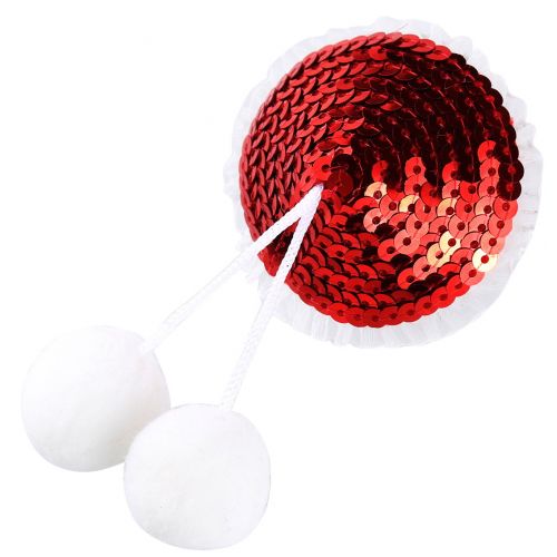 Красные блестящие пэстисы с помпонами