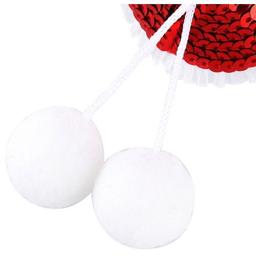 Красные блестящие пэстисы с помпонами