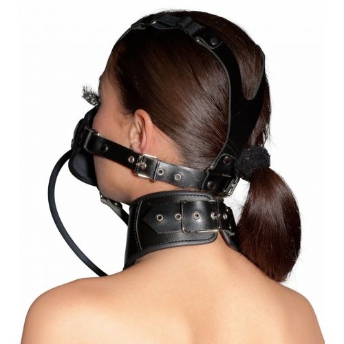 БДСМ ошейник с поводком и расширяющимся кляпом Zado Fetish