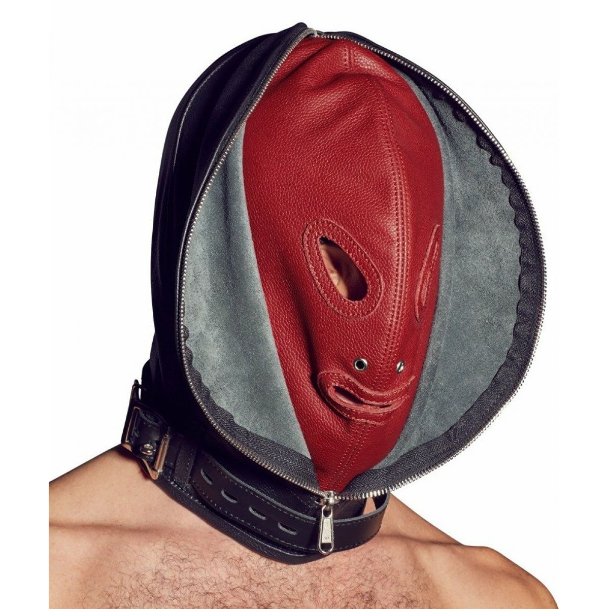 Двойная БДСМ маска из натуральной кожи Zado Fetish