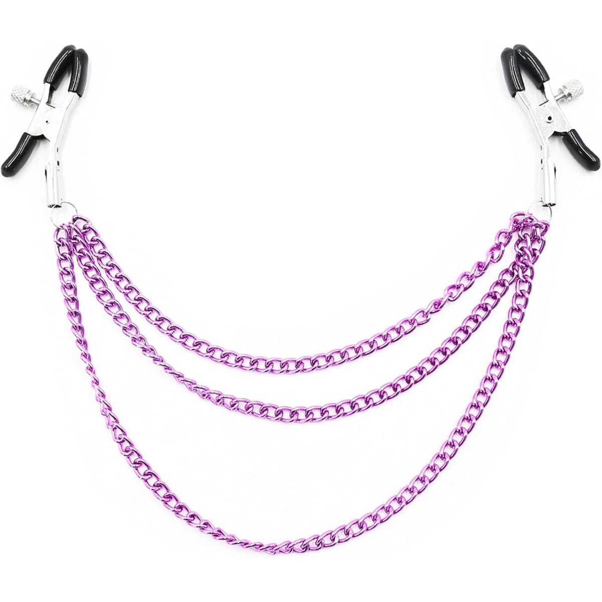 Зажимы для сосков с тройной фиолетовой цепочкой