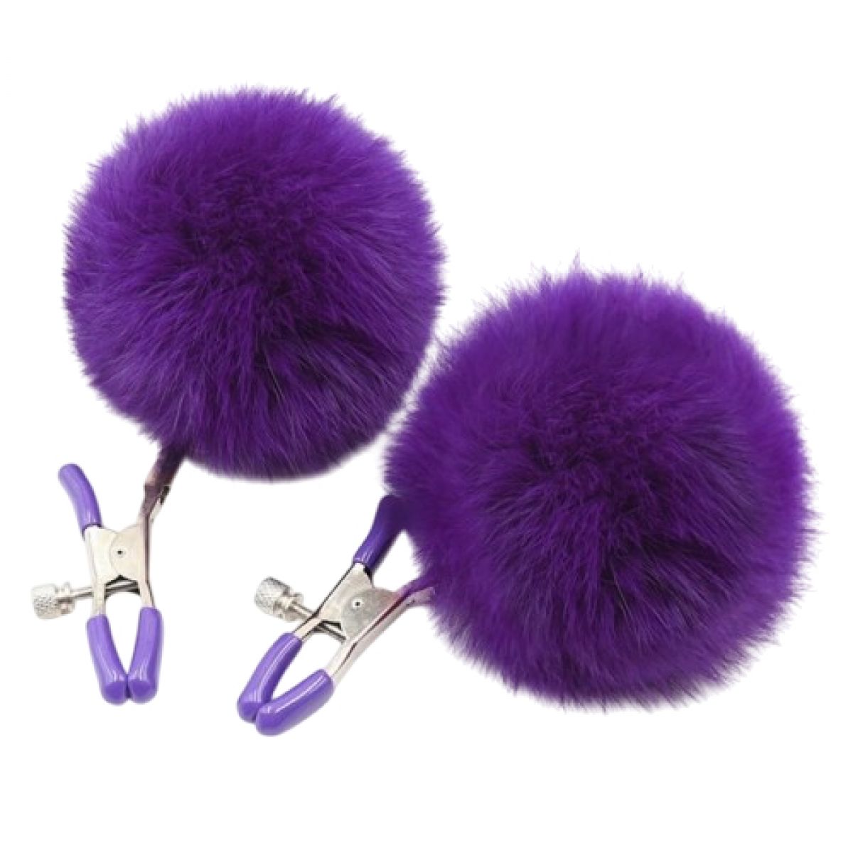 Зажимы на соски с фиолетовыми помпонами Notabu
