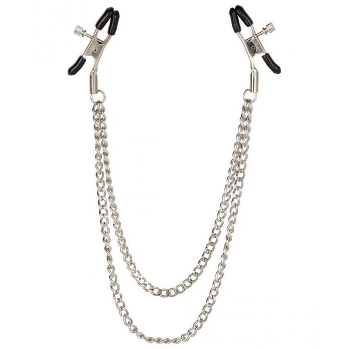 Зажимы для сосков с двойной серебристой цепочкой