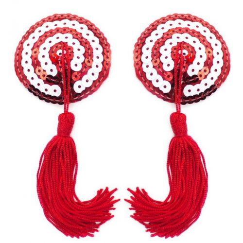 Пэстисы для груди красно-белые с пайетками