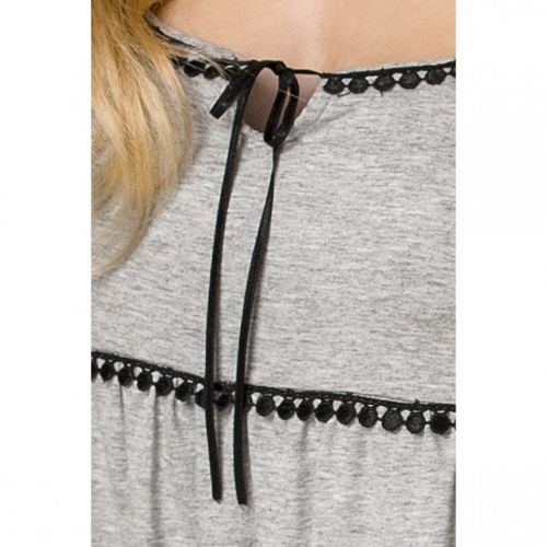 Серая ночная пижама с черным гипюром M