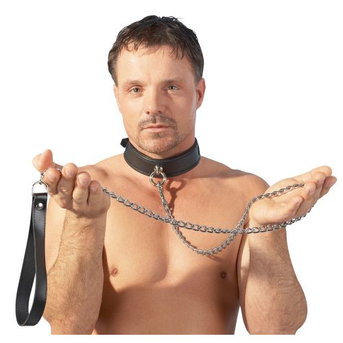 Поводок-цепочка с кожаной ручкой Leather Leash