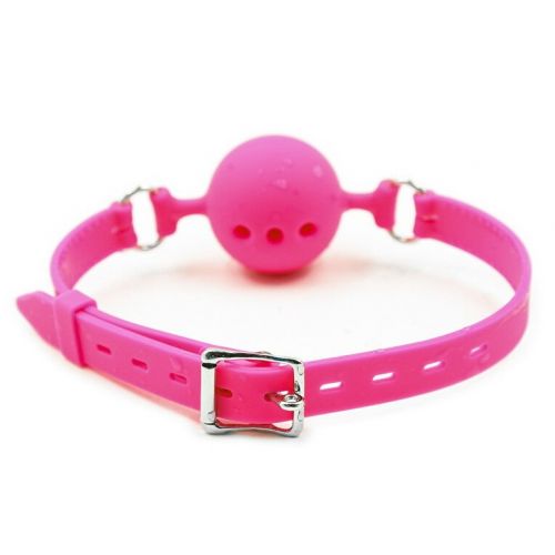 Дышащий кляп-шар из силикона Pink S