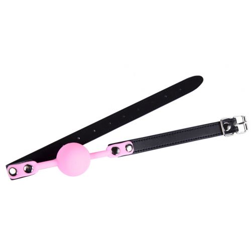 Светящийся кляп-шар из силикона розового цвета