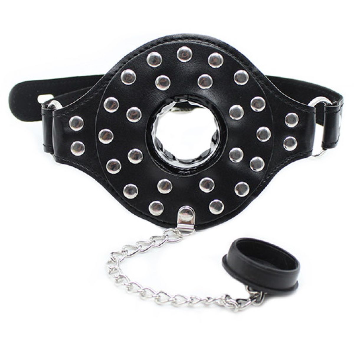 Черный кляп-затычка декорированный заклепками