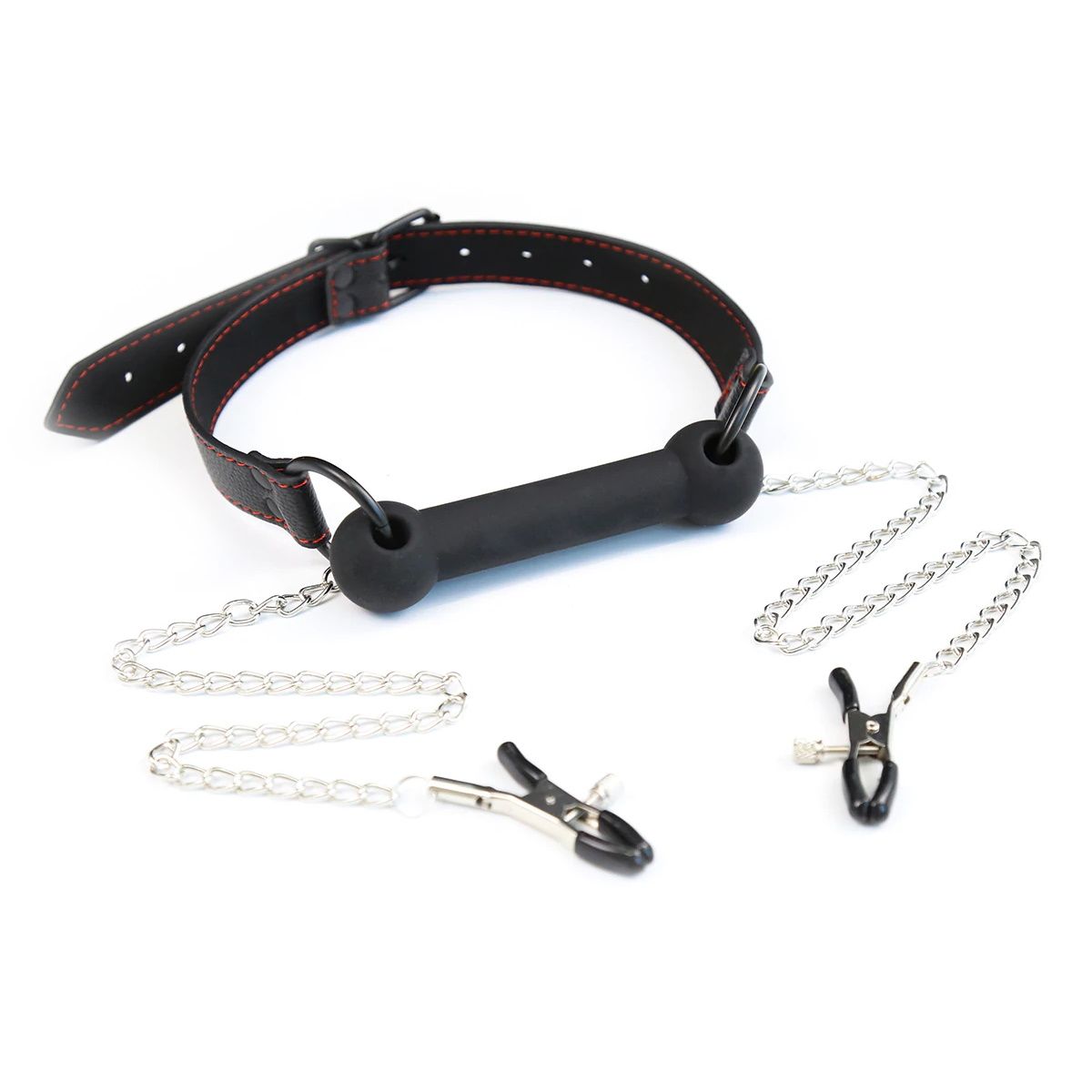 Кляп-трензель с зажимами на соски