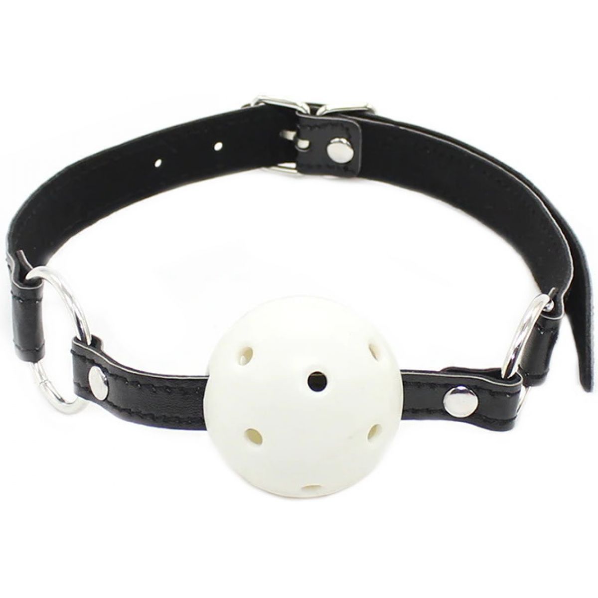 Дышащий кляп-шар белого цвета