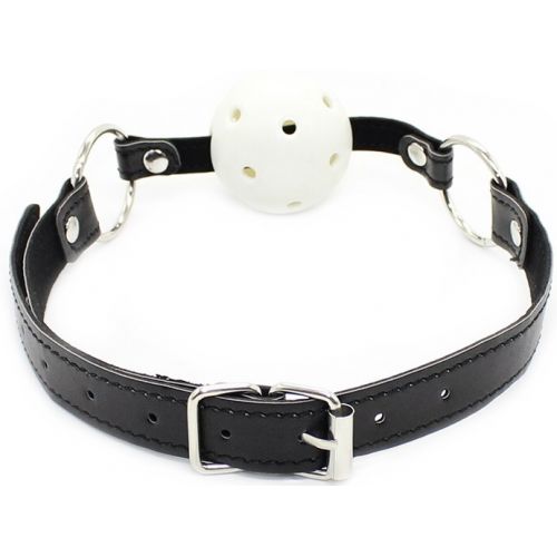 Дышащий кляп-шар белого цвета