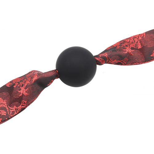 Черный силиконовый кляп-шар на ленте