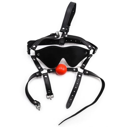 БДСМ маска на ремнях с силиконовым кляпом