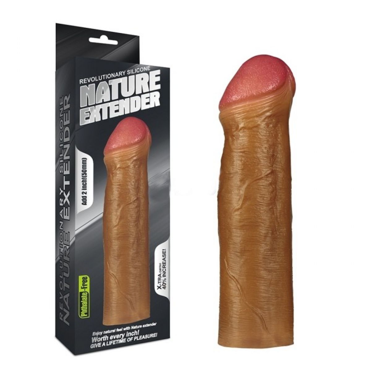 Насадка на пенис Revolutionary Silicone Nature Extender мулат плюс 6 см