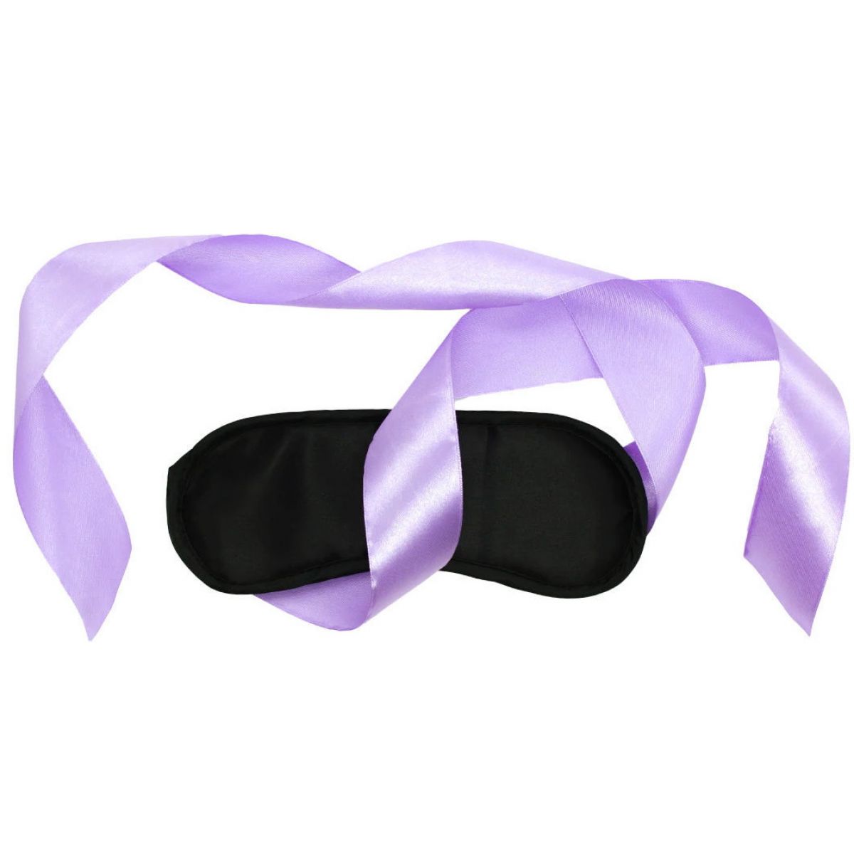 Черная маска на глаза с сиреневыми лентами