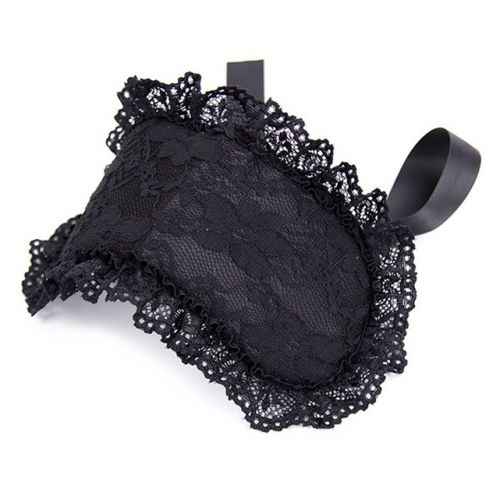 Черная маска для глаз с кружевом и лентами