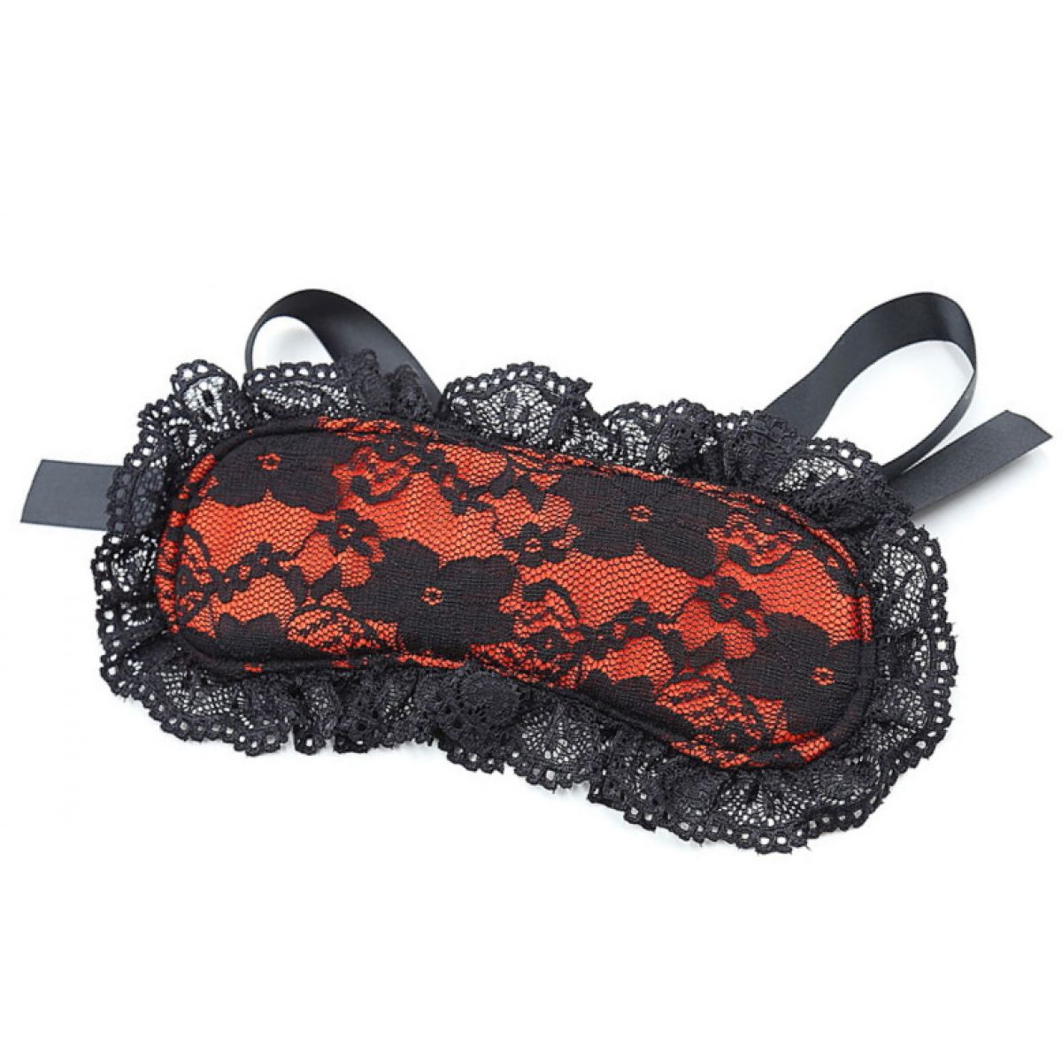 Красная маска для глаз с кружевом и лентами