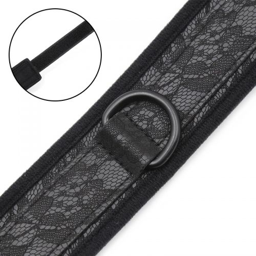 Черные наручники с кружевом