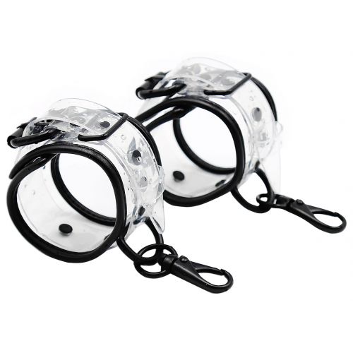 Прозрачные силиконовые наручники с карабинами
