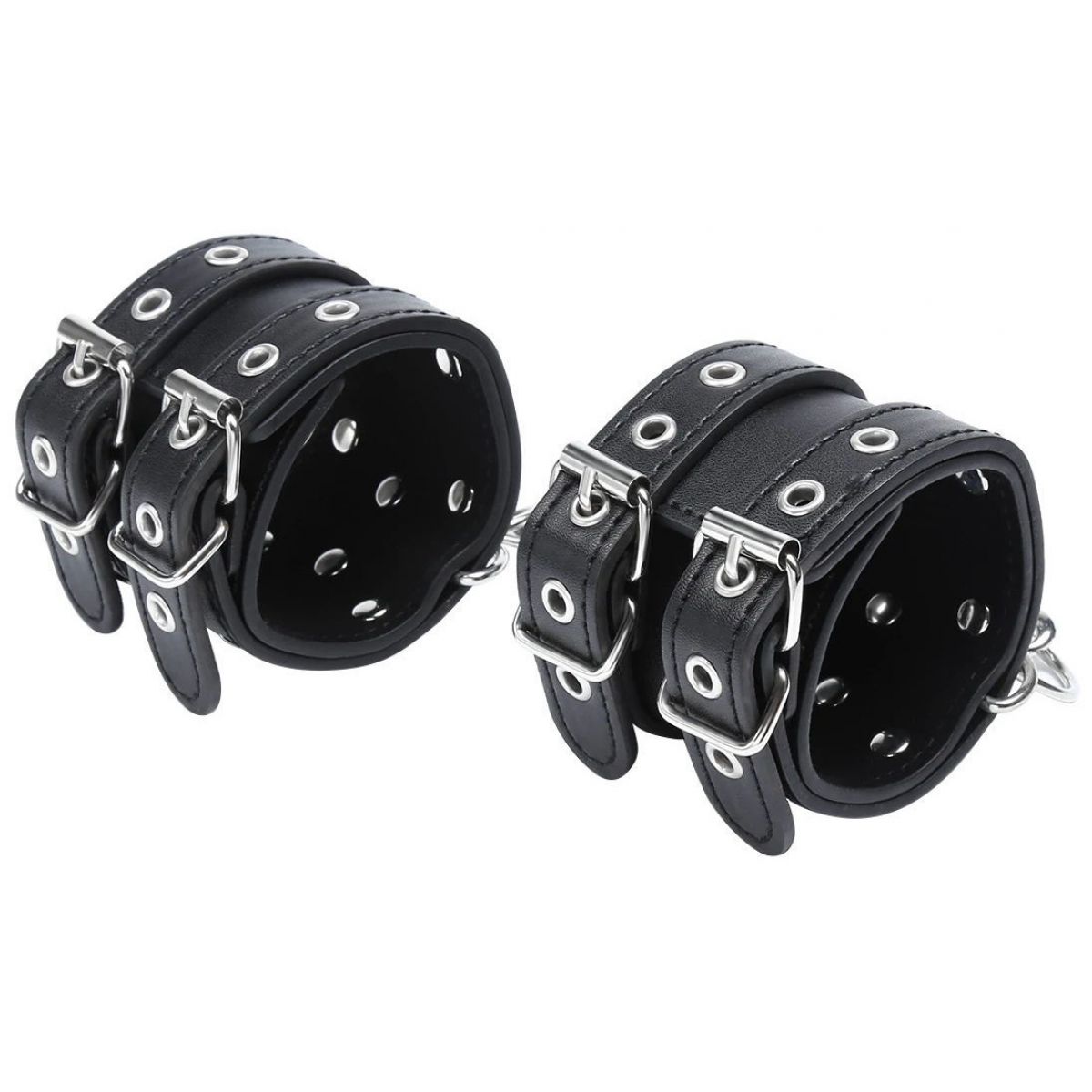 Широкие черные наручники с двойным фиксатором