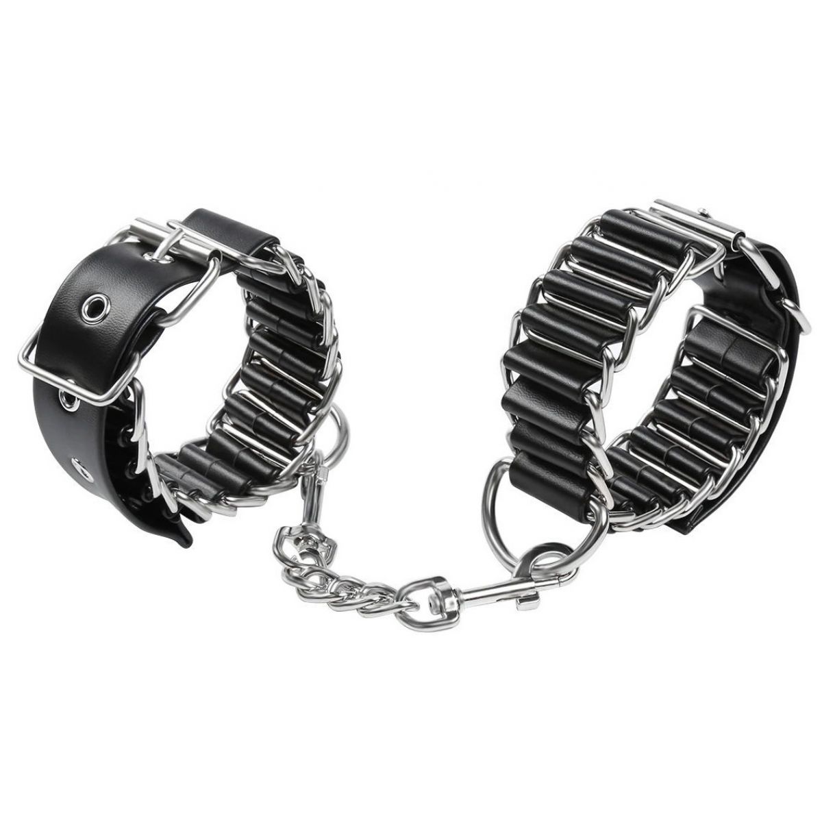 Черные оковы с металлическими кольцами