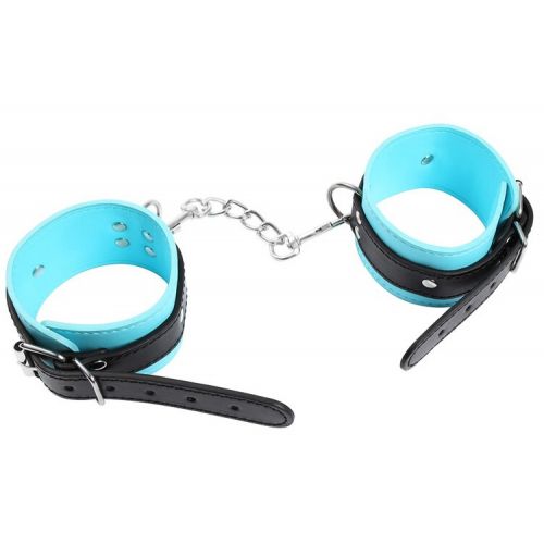 Голубые наручники с черными ремешками