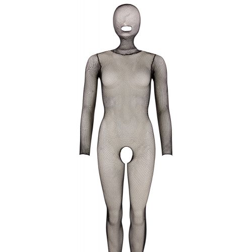 Черный кэтсьюит в сетку с маской Catsuit Mask S/L