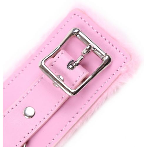 Розовый БДСМ ошейник с меховой подкладкой