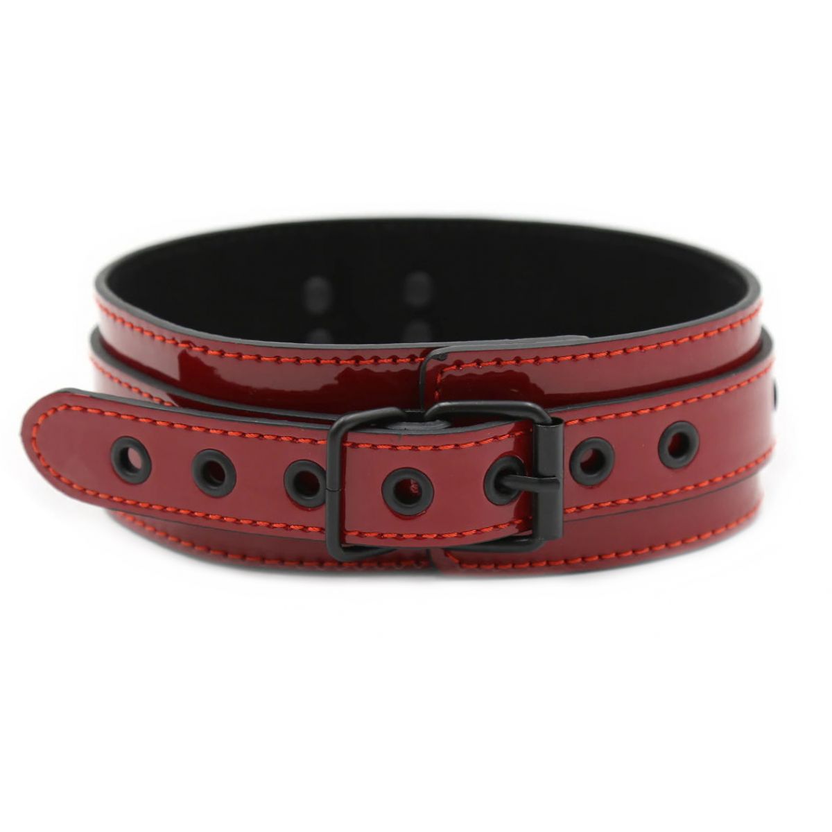Бордовый лакированный ошейник
