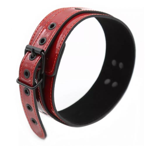 Бордовый лакированный ошейник