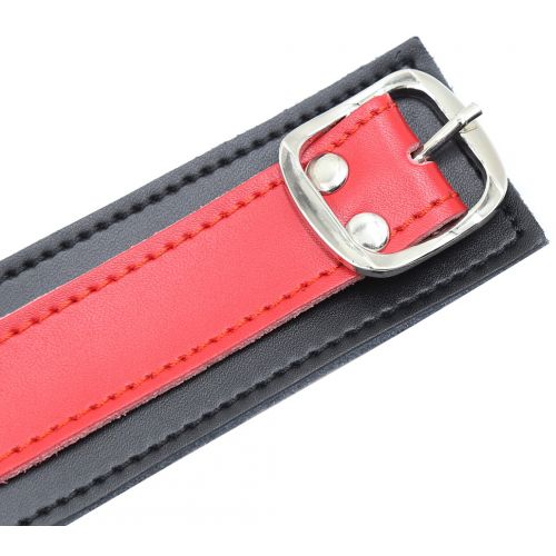 Красно-черный БДСМ ошейник с поводком