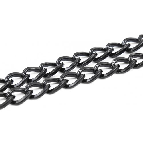 Черный ошейник-цепочка с замком Сердце на ключике