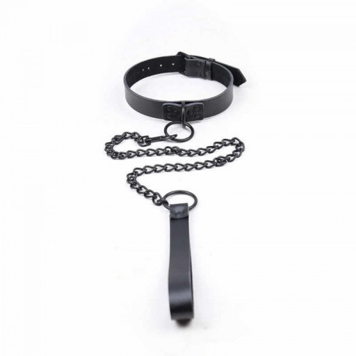 Черный классический ошейник с поводком