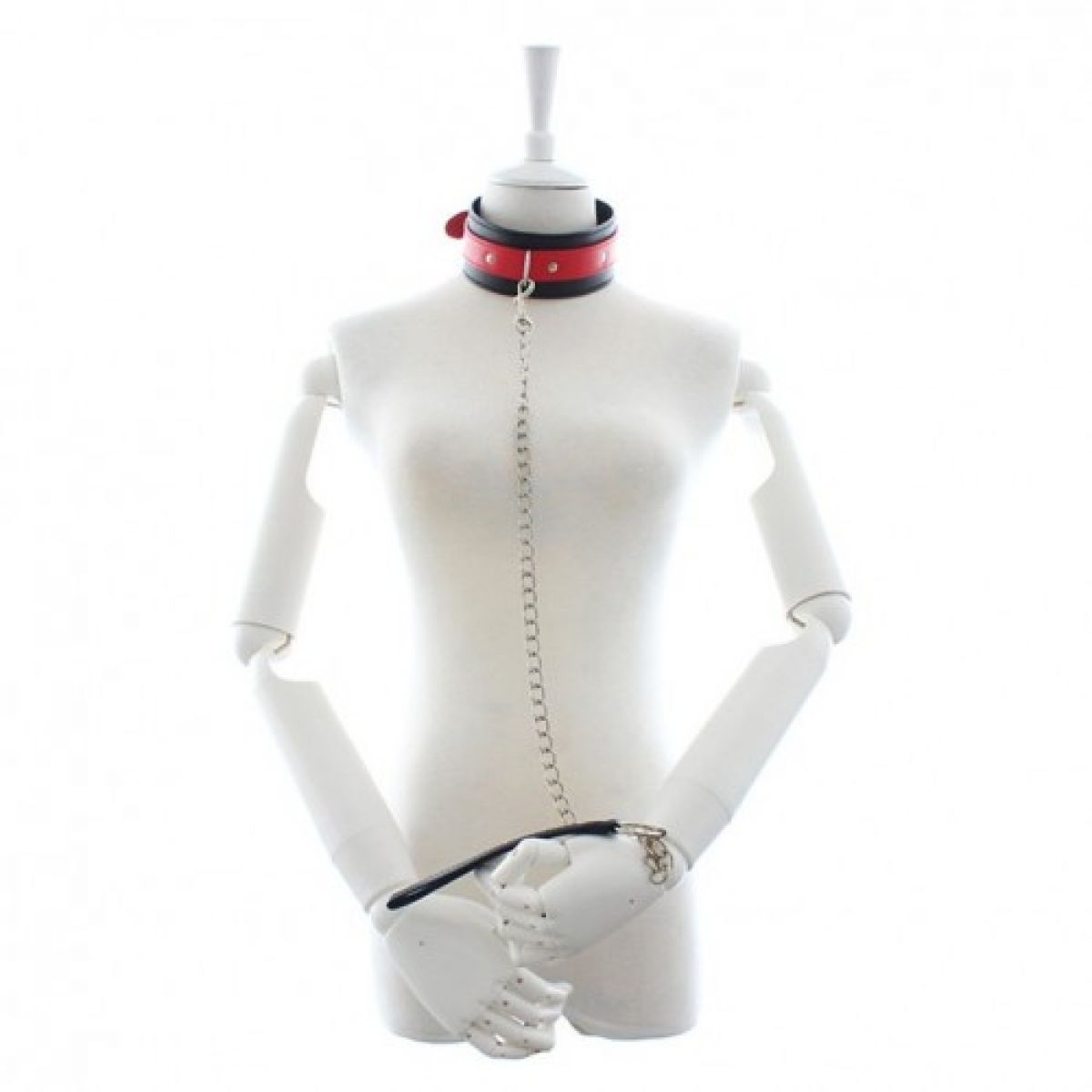 Ошейник с поводком на цепочке red-black