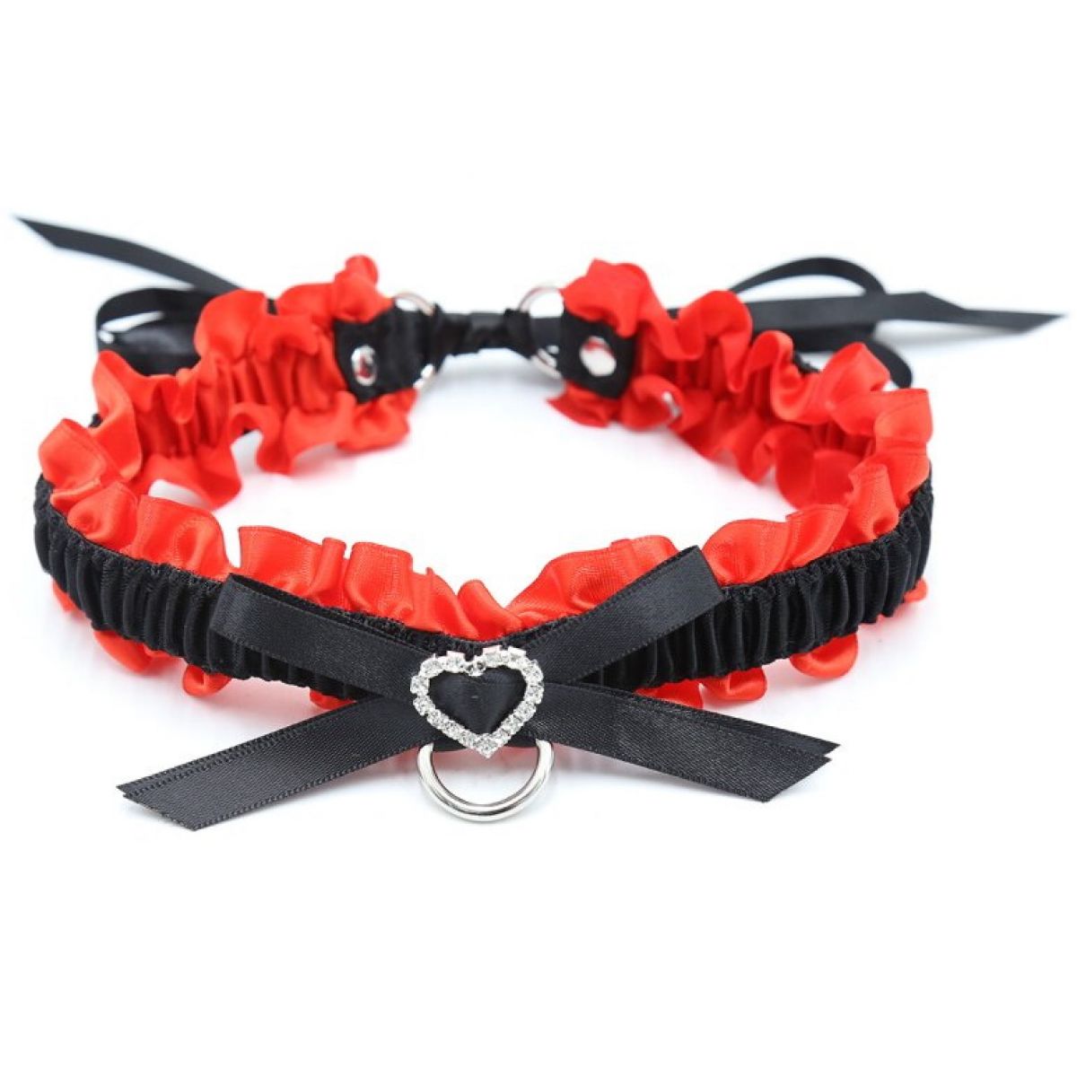 Атласный чокер красно-черного цвета