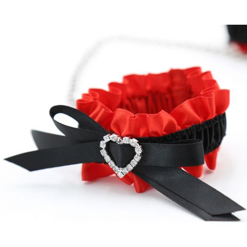 Атласные браслеты-фиксаторы красно-черного цвета