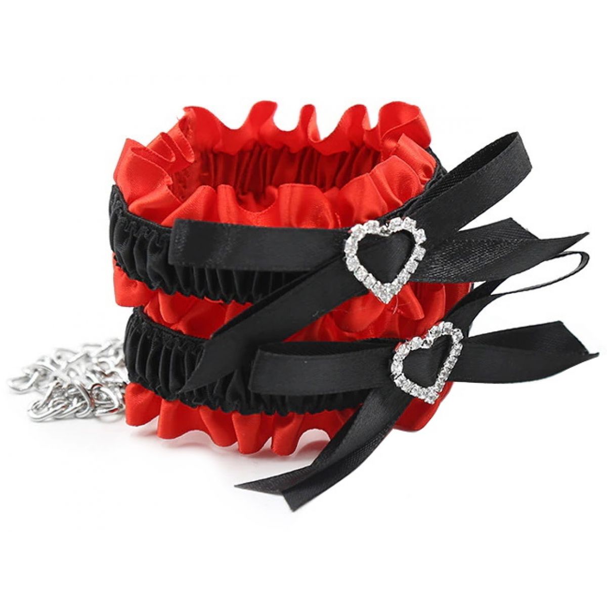 Атласные браслеты-фиксаторы красно-черного цвета