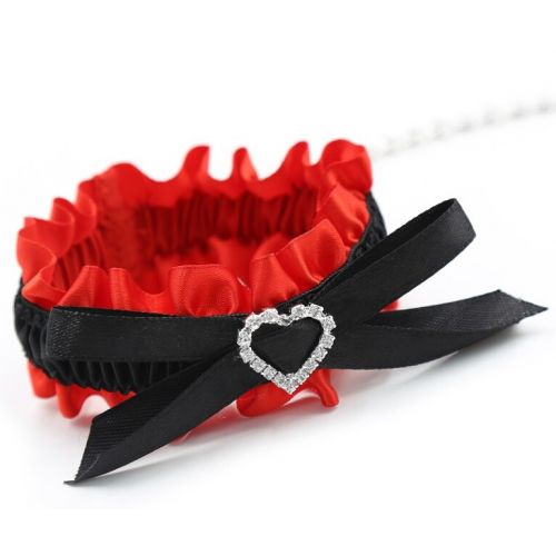 Атласные браслеты-фиксаторы красно-черного цвета