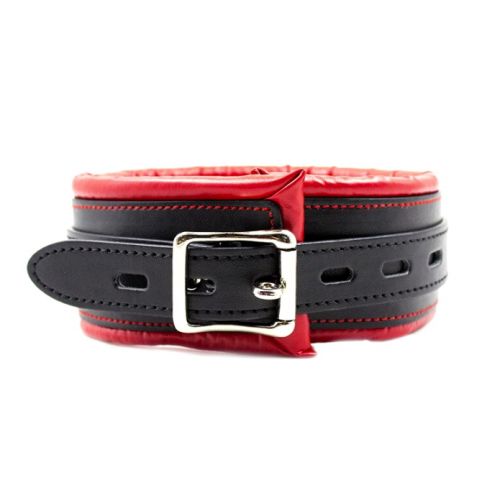 Ошейник с металлическим поводком черно-красный 