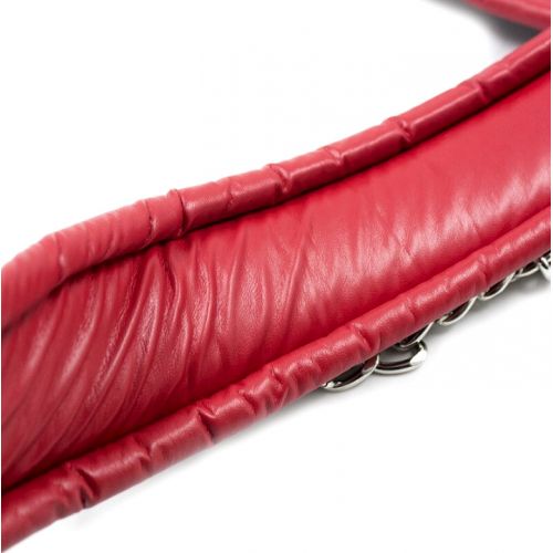 Ошейник с металлическим поводком черно-красный 