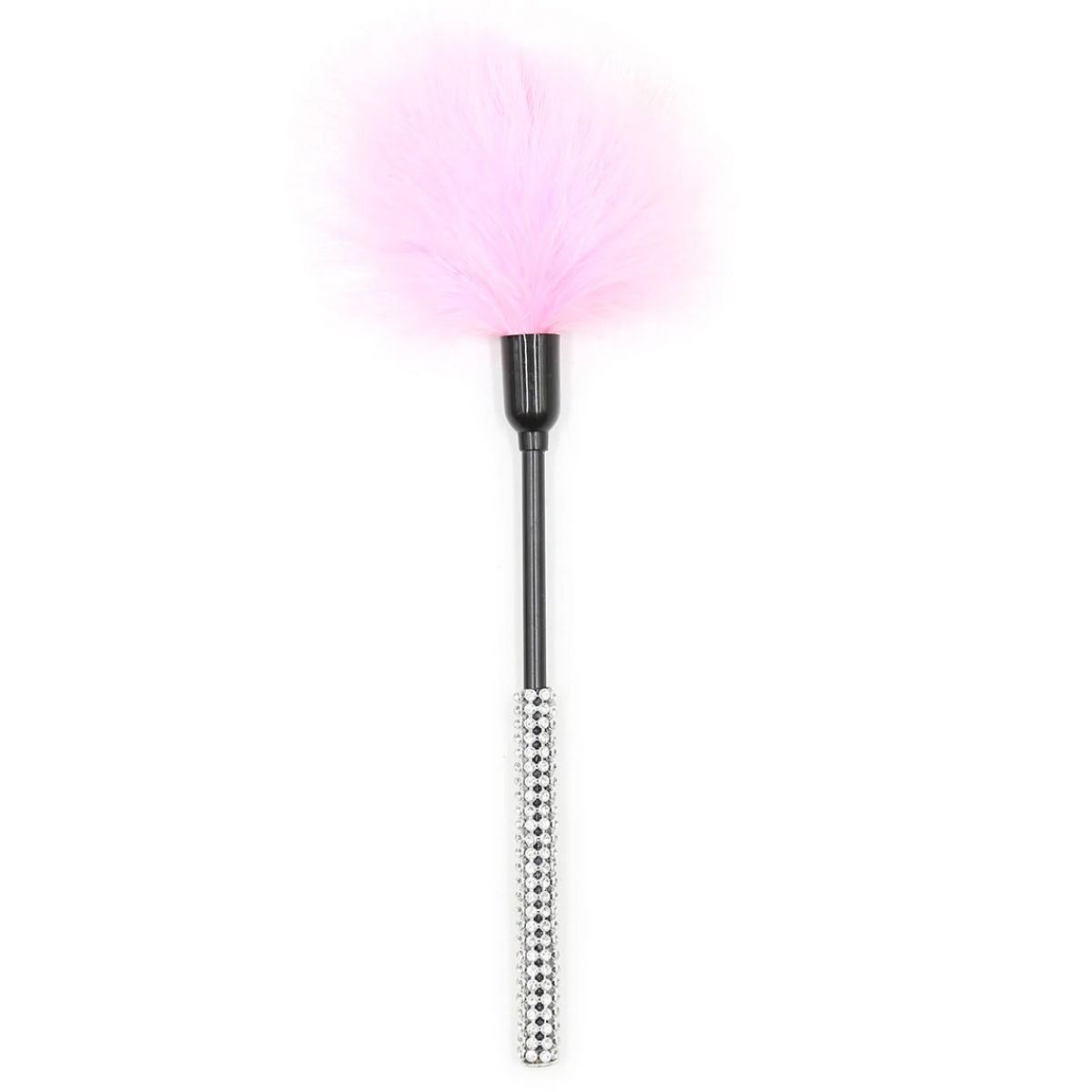Тиклер с розовыми перьями и стразами 27 см