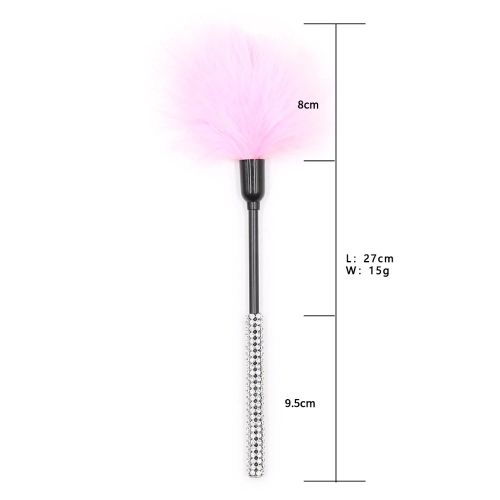 Тиклер с розовыми перьями и стразами 27 см