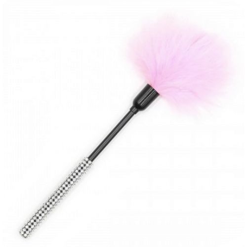 Тиклер с розовыми перьями и стразами 27 см