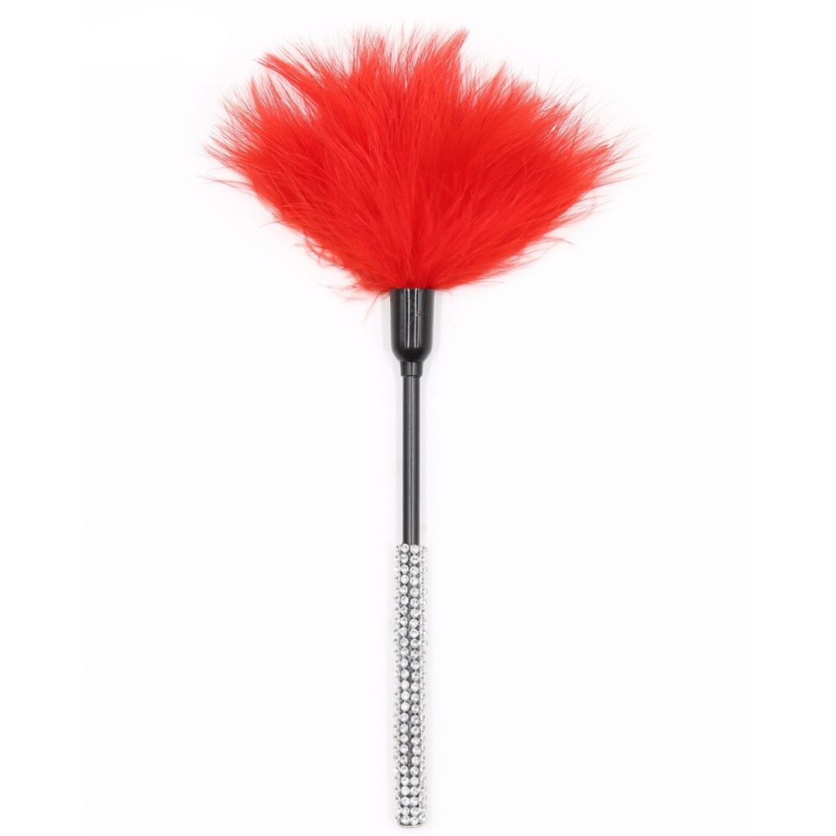 Тиклер с красными перьями и стразами 27 см